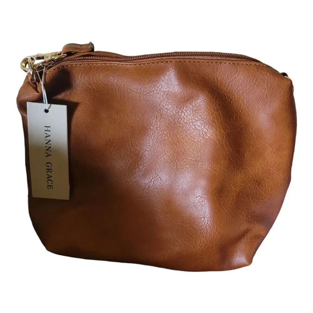 HANNA GRACE Tote HANDBAG Crossbody Caramel 2 piece set NWT. - Picture 10 of 10